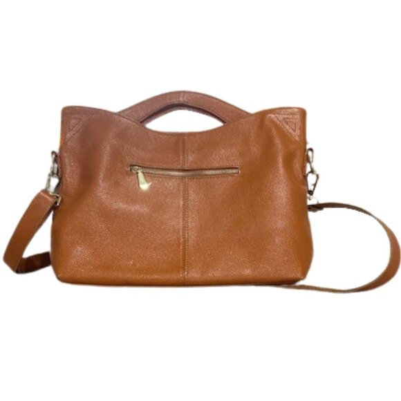 Paste Leather Handbag or Crossbody, Adjustable Shoulder Strap, Burnt Orange - Picture 5 of 16